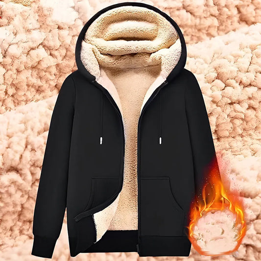 Warm Fleece Jacket with Hood and Zipper Winter Collection